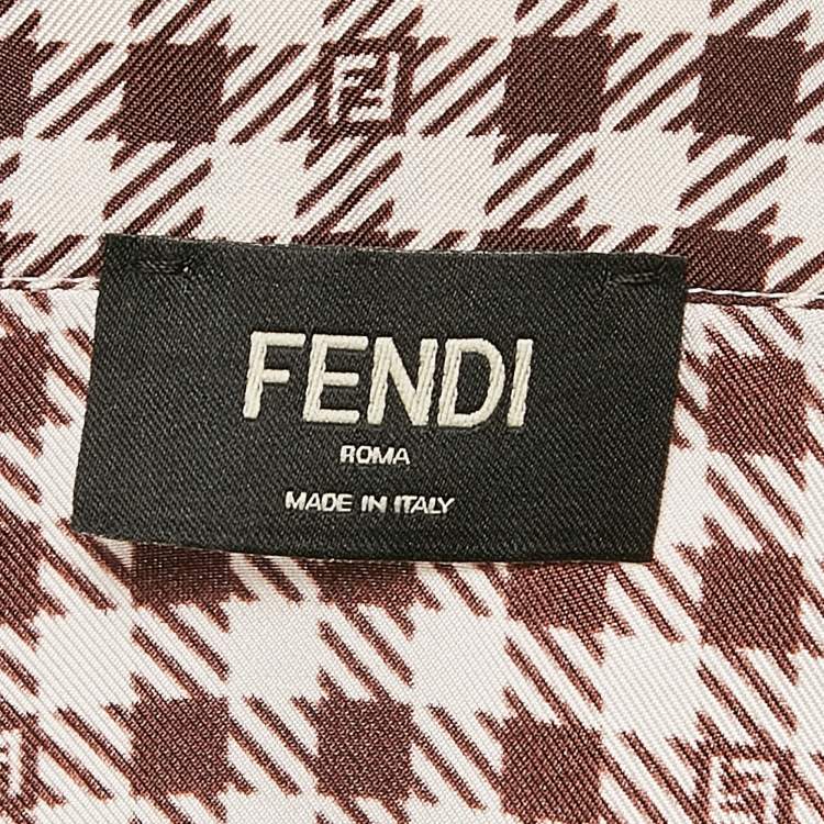 Pre Owned Fendi Brown Houndstooth Print Silk Button Front Shirt L