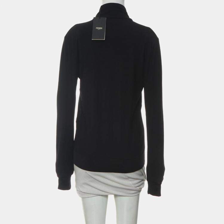 Pre Owned Fendi Black Nylon, Spandex Monster Zip-Up Jacket XXS