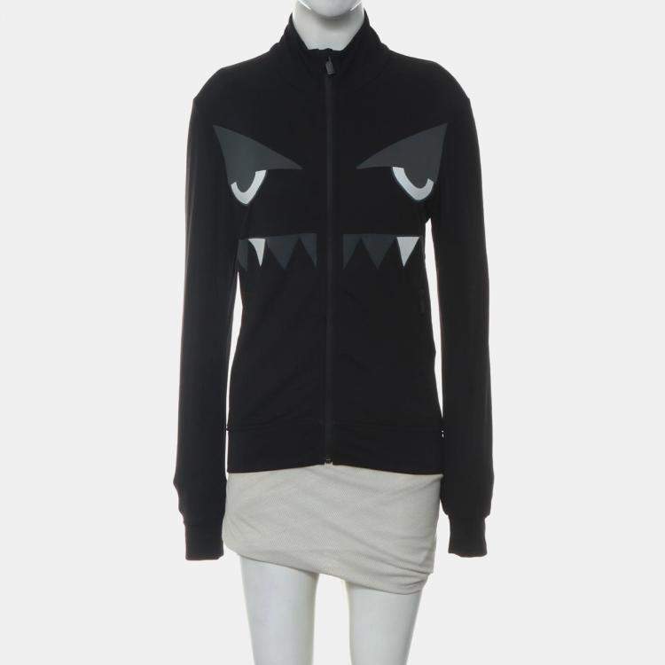 Pre Owned Fendi Black Nylon, Spandex Monster Zip-Up Jacket XXS