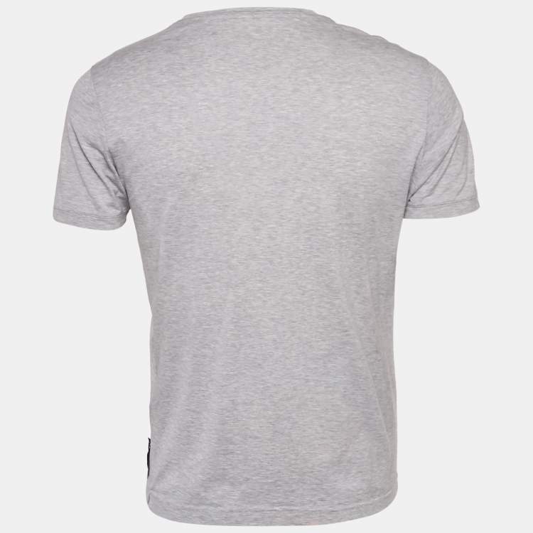 Pre Owned Fendi Grey Cotton Monster Eye Applique Detail T-Shirt M