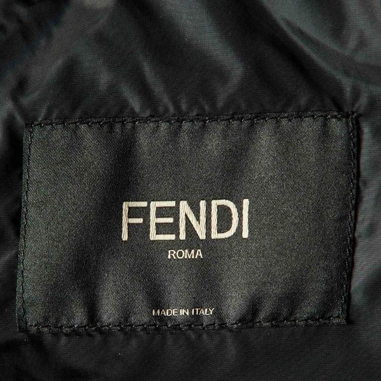 Pre Owned Fendi Black Zucca Print Synthetic Detachable Fur Hooded Down Jacket M