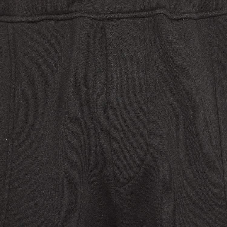 Pre Owned Fendi Black Wool Blend Knit Logo Tape Trimmed Trackpants M