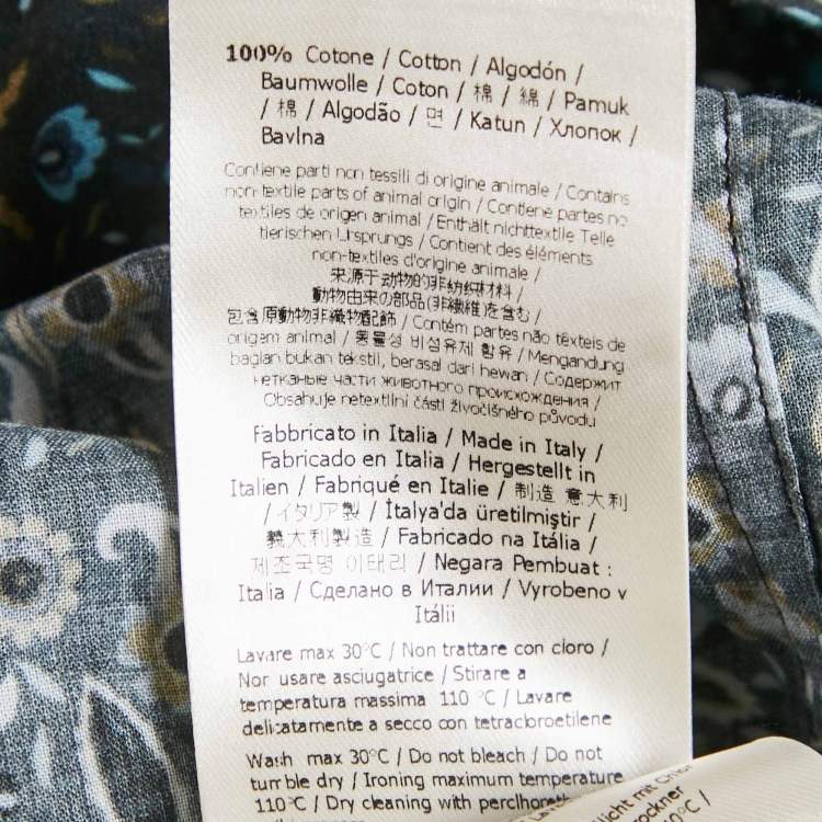 Pre Owned Fendi Navy Blue Floral Print Cotton Button Front Shirt L
