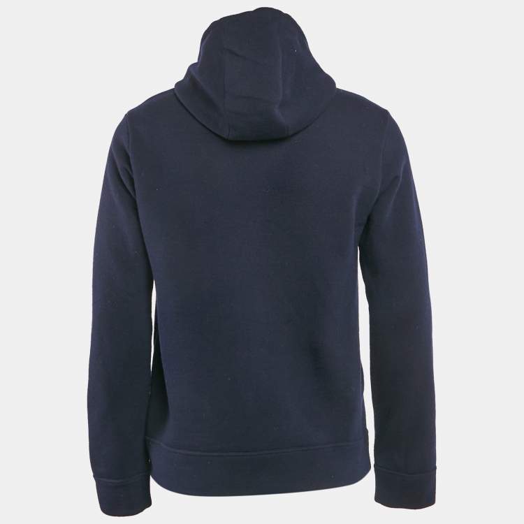 Pre Owned Fendi Navy Blue Detachable Tuft Logo Detail Hooded Sweatshirt M
