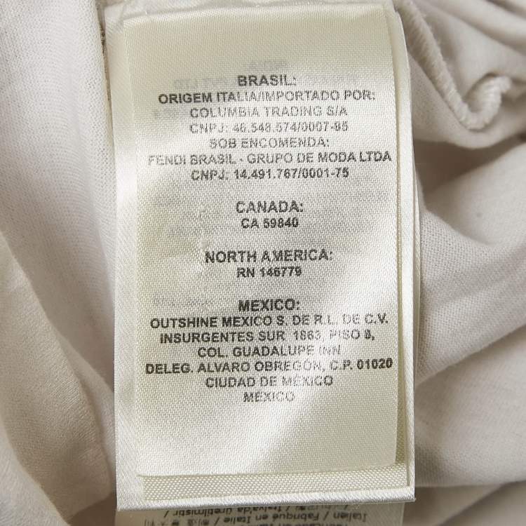 Pre Owned Fendi White Printed Cotton Round Neck T-Shirt M