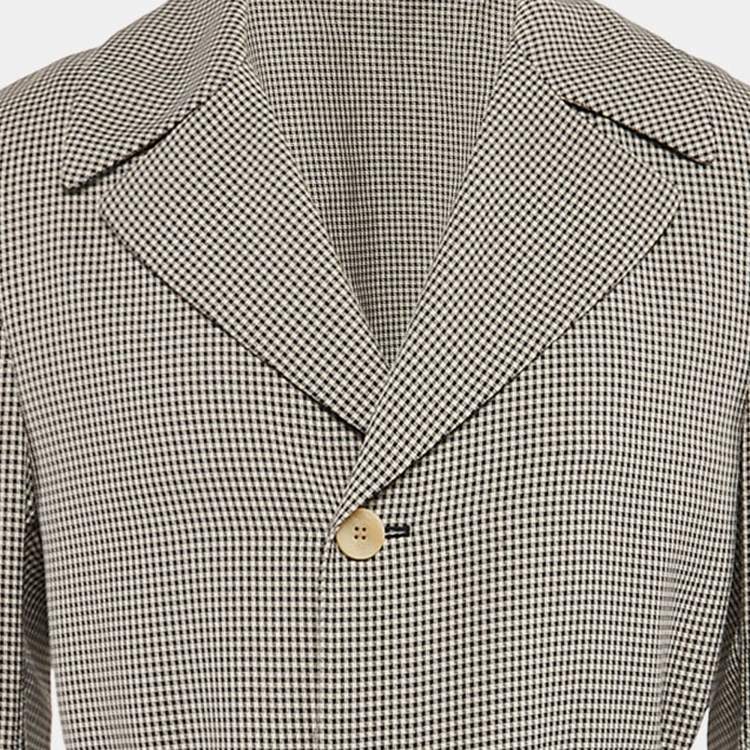 Pre Owned Fendi Blue/White Gingham Checks Crepe Peacoat M