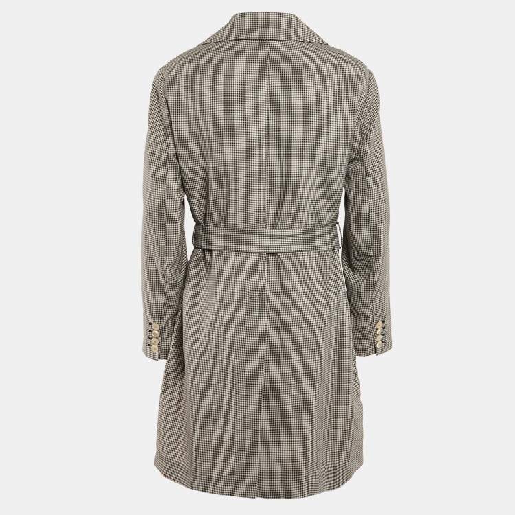 Pre Owned Fendi Blue/White Gingham Checks Crepe Peacoat M
