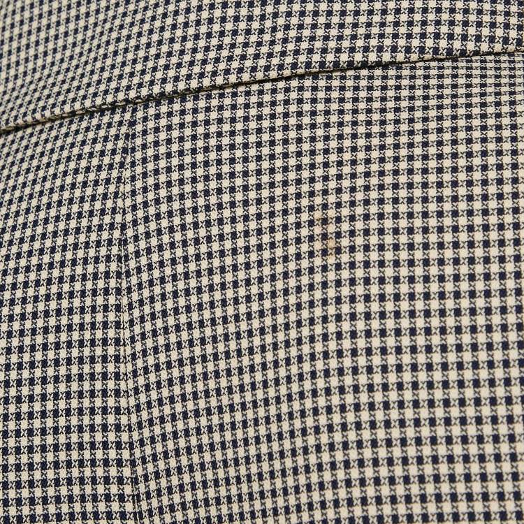 Pre Owned Fendi Blue/White Gingham Checks Crepe Peacoat M