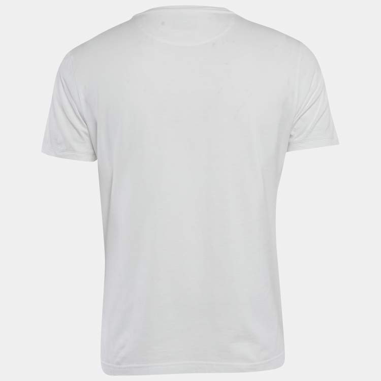 Pre Owned Fendi White FF Applique Jersey Crew Neck T-Shirt L