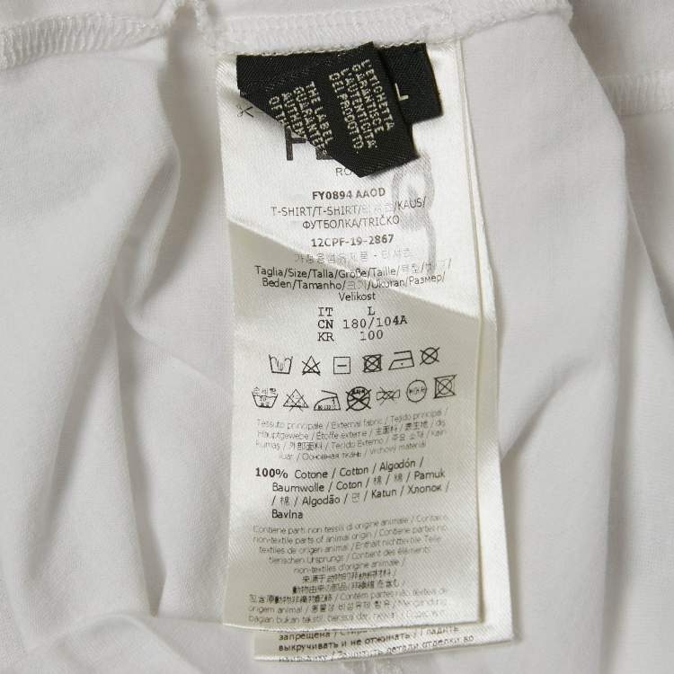 Pre Owned Fendi White FF Applique Jersey Crew Neck T-Shirt L
