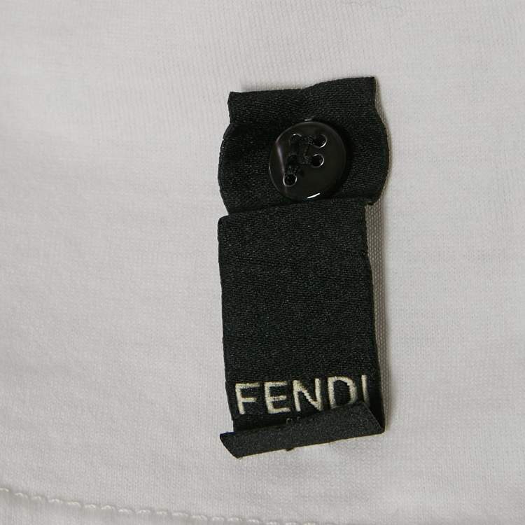 Pre Owned Fendi White FF Applique Jersey Crew Neck T-Shirt L