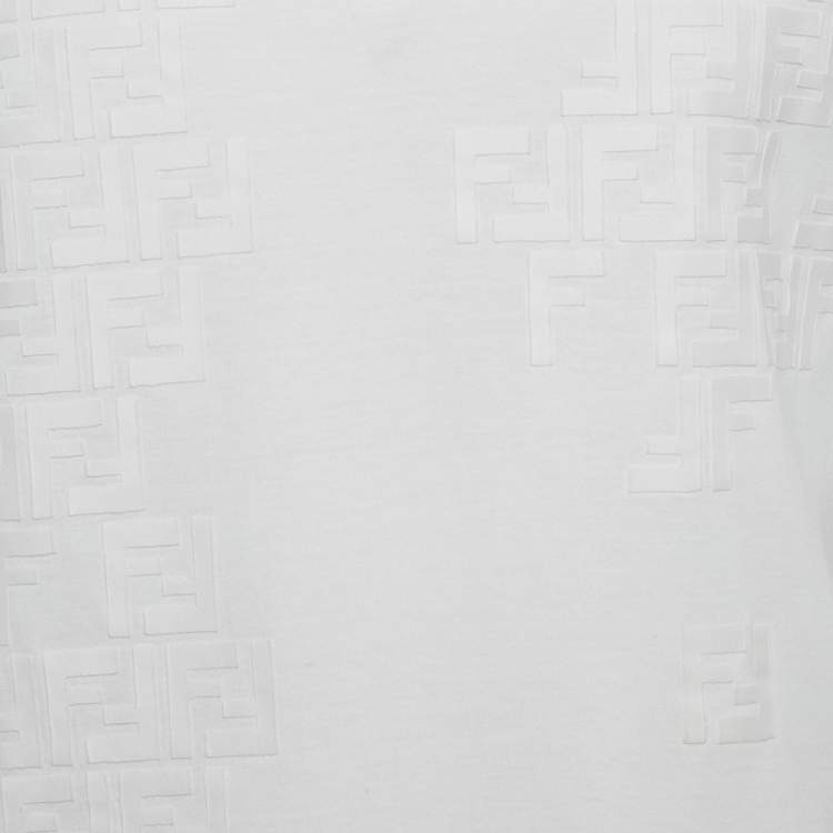 Pre Owned Fendi White FF Applique Jersey Crew Neck T-Shirt L