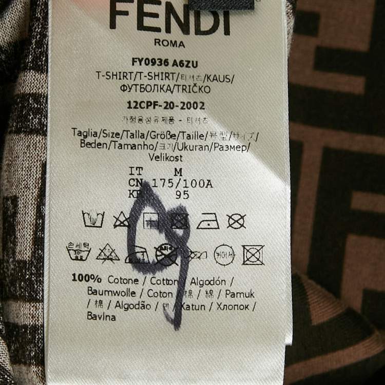 Pre Owned Fendi Brown FF Logo Print Cotton Crewneck T-Shirt M