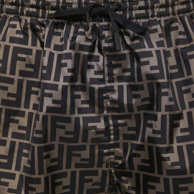 Pre Owned Fendi Brown Zucca Print Synthetic Swim Shorts XXXL