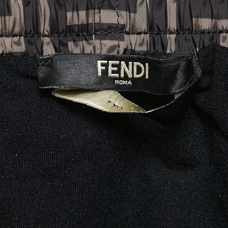 Pre Owned Fendi Brown Zucca Print Synthetic Swim Shorts XXXL