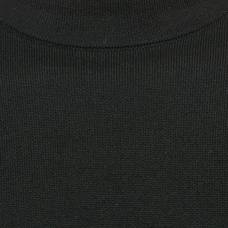 Pre Owned Fendi Black Wool Knit Mock Neck Pullover L