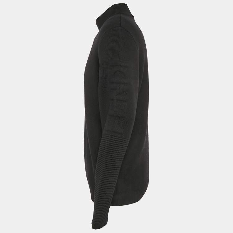 Pre Owned Fendi Black Wool Knit Mock Neck Pullover L