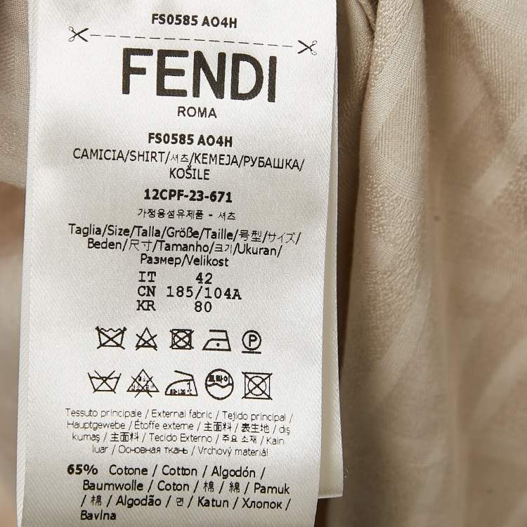 Pre Owned Fendi Beige Zucca Jacquard Button Front Shirt XL