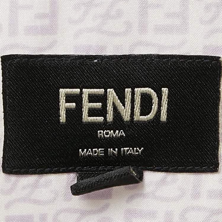 Pre Owned Fendi White/Purple Logo Print Silk and Synthetic Shirt & Shorts Set M/XL