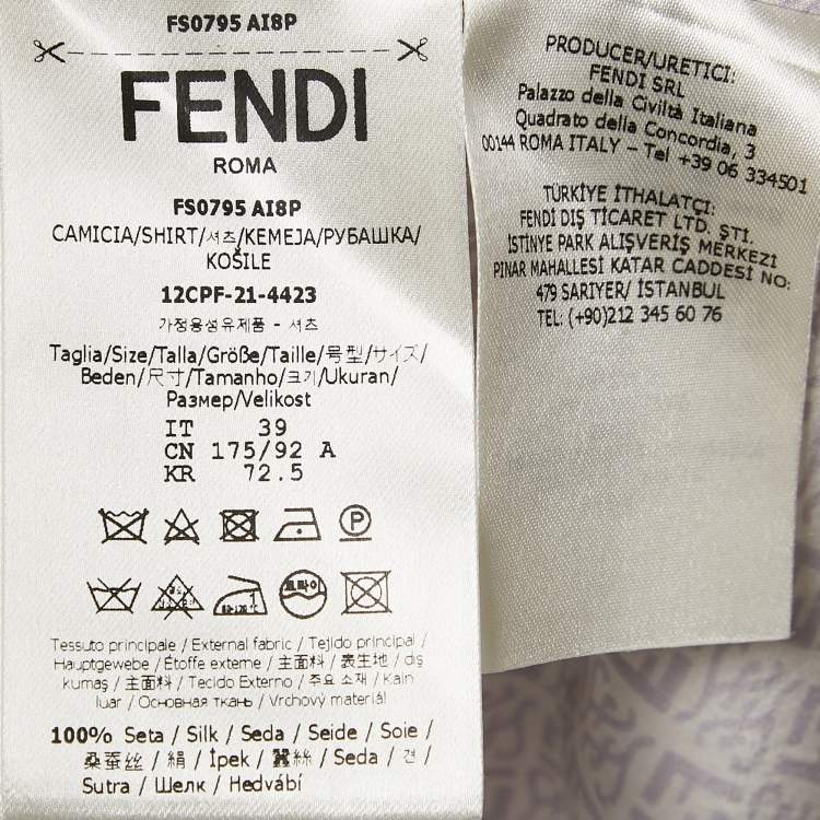 Pre Owned Fendi White/Purple Logo Print Silk and Synthetic Shirt & Shorts Set M/XL