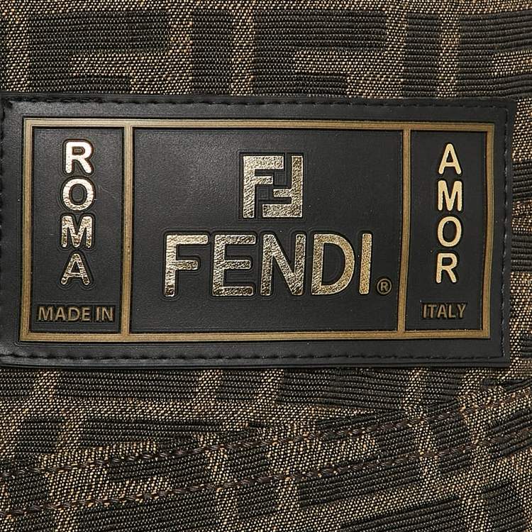 Pre Owned Fendi Brown Zucca Jacquard Jeans L Waist 34"
