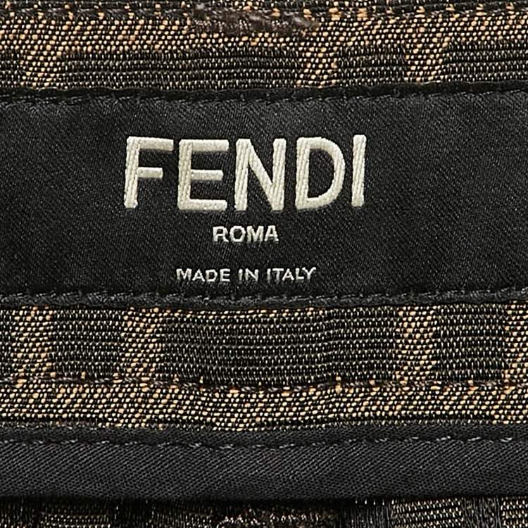 Pre Owned Fendi Brown Zucca Jacquard Jeans L Waist 34"