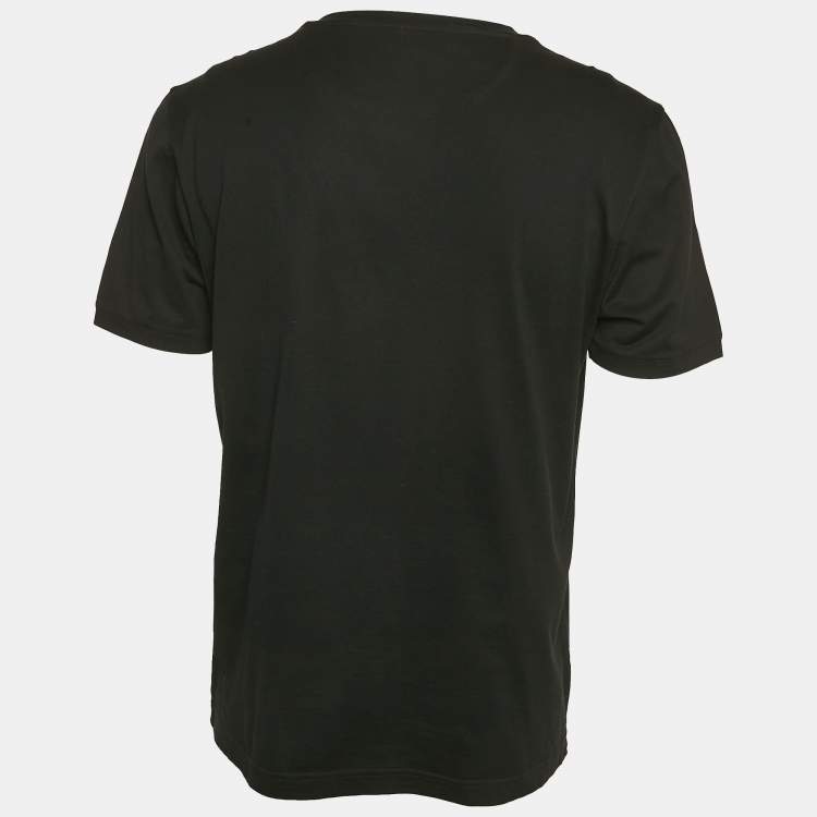 Pre Owned Fendi Black Embroidered Jersey Crewneck T-Shirt XL