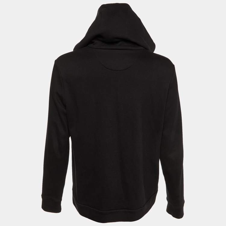 Pre Owned Fendi Black Monster Eyes Patch Detail Cotton Knit Hoodie L