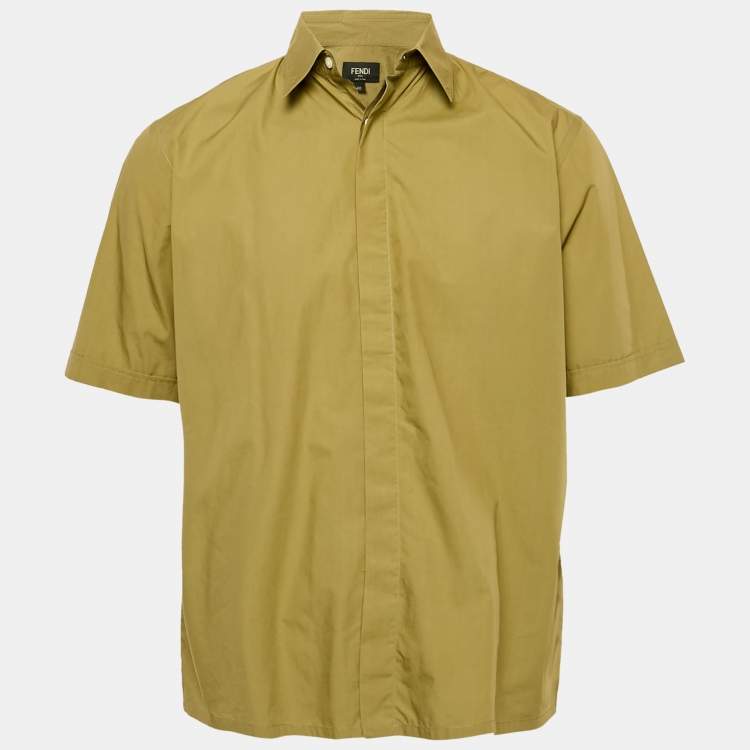 Pre Owned Fendi Green Cotton Short Sleeve Shirt M