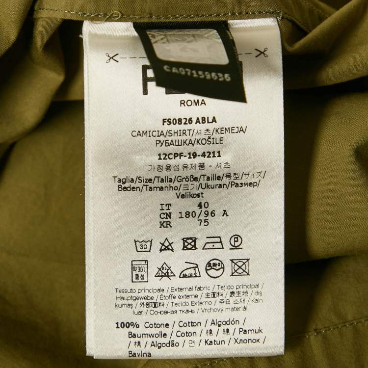 Pre Owned Fendi Green Cotton Short Sleeve Shirt M