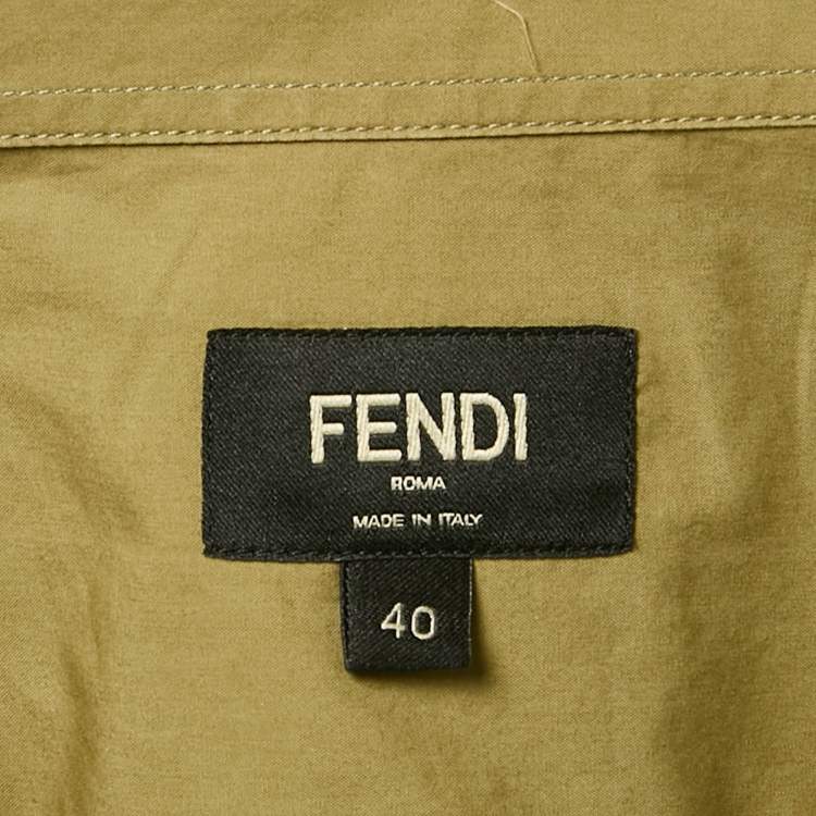 Pre Owned Fendi Green Cotton Short Sleeve Shirt M