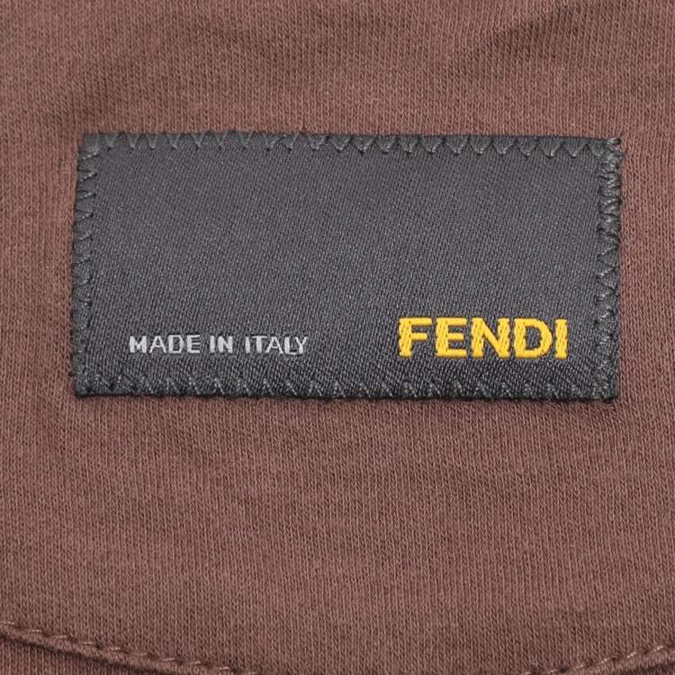 Pre Owned Fendi Brown Jersey Crew Neck T-Shirt L