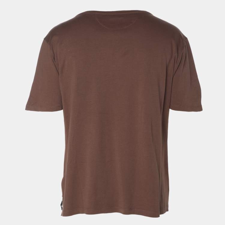 Pre Owned Fendi Brown Jersey Crew Neck T-Shirt L