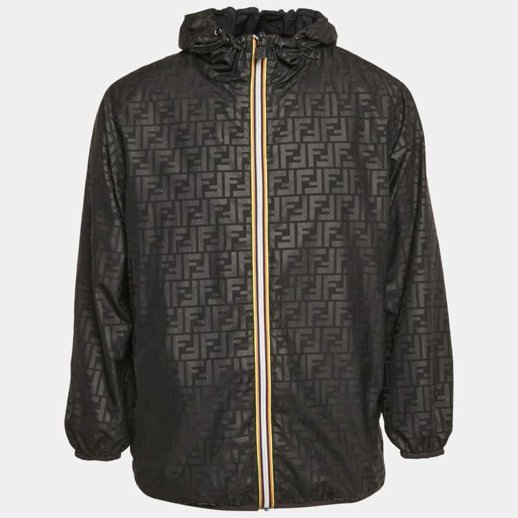 Pre Owned Fendi Black Forever Fendi Synthetic K-Way Reversible Jacket M