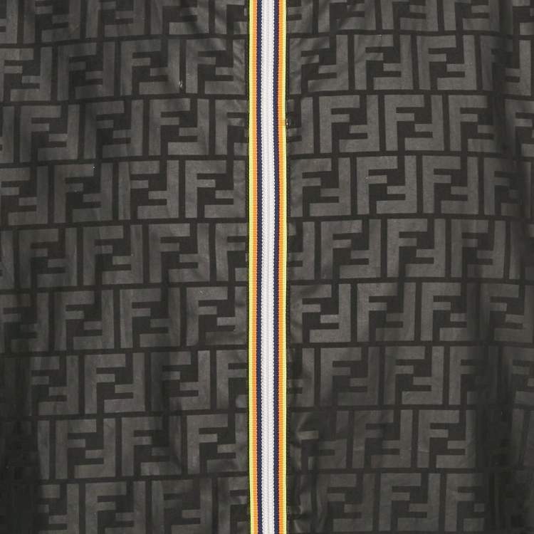 Pre Owned Fendi Black Forever Fendi Synthetic K-Way Reversible Jacket M
