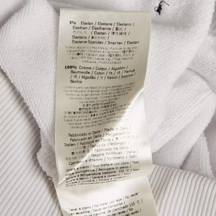 Pre Owned Fendi White FF Print Cotton Knit Hoodie S