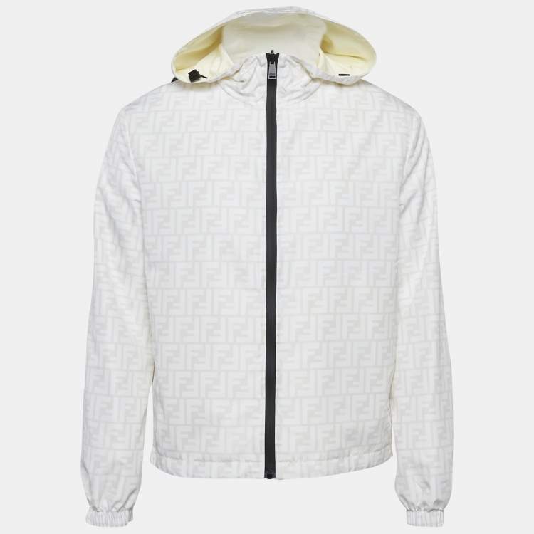Fendi White Zucca Print Nylon Reversible Windbreaker Jacket