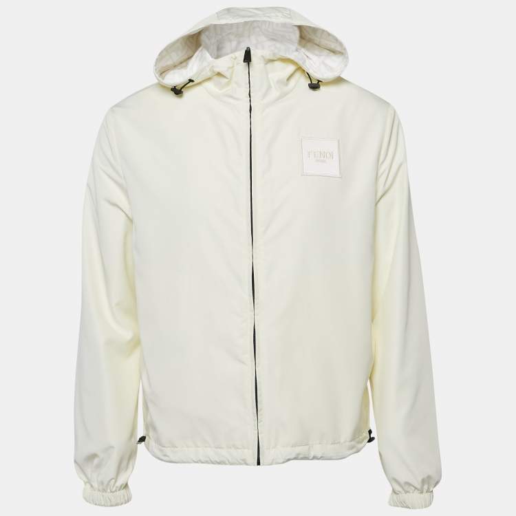 Fendi White Zucca Print Nylon Reversible Windbreaker Jacket