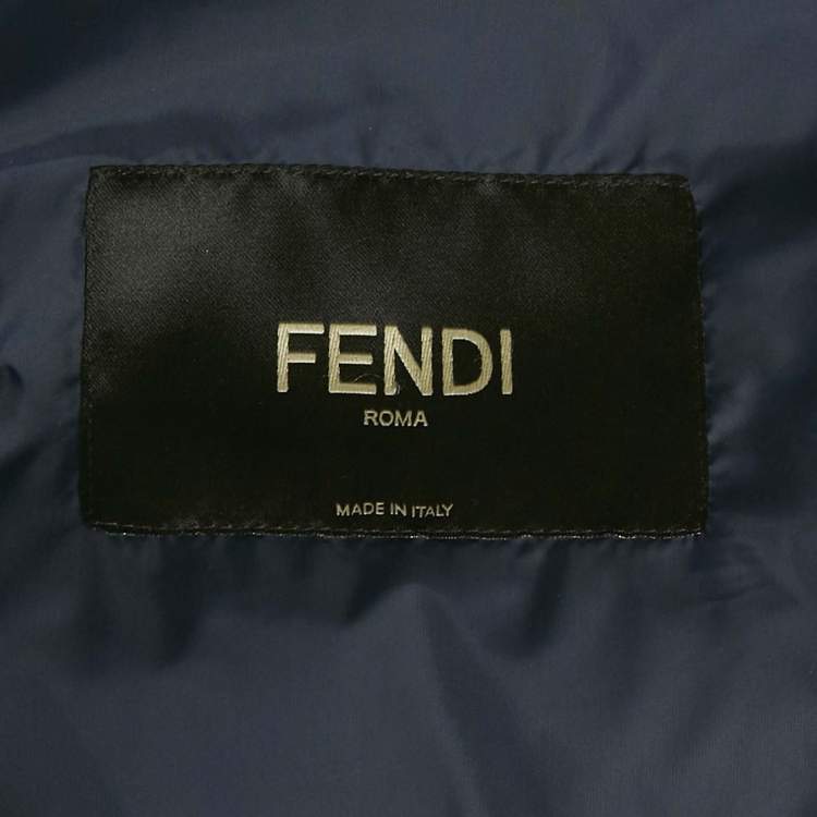 Pre Owned Fendi Multicolor Printed Synthetic Logo Mania Puffer Vest L