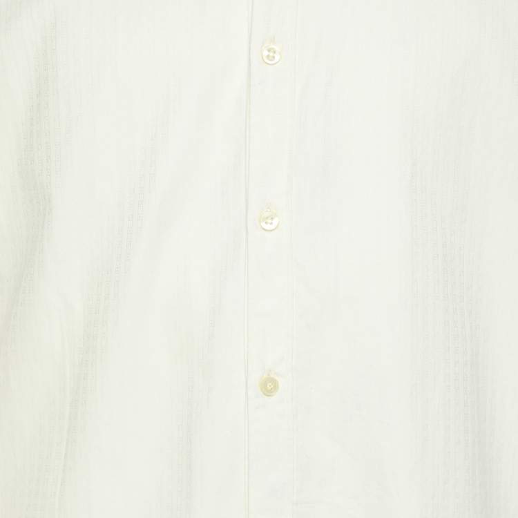 Pre Owned Fendi Cream FF Pattern Cotton Long Sleeve Shirt XS
