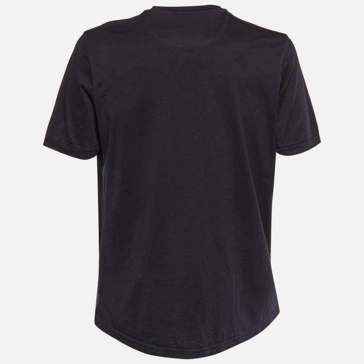 Pre Owned Fendi Navy Blue Logo Printed Cotton Knit T-Shirt XXL