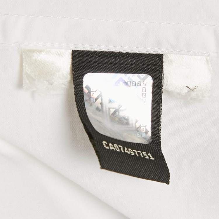 Pre Owned Fendi White FF Print Collar Cotton Long Sleeve Shirt L