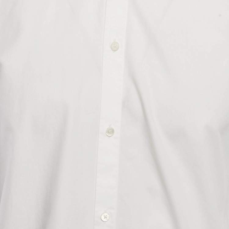 Pre Owned Fendi White FF Print Collar Cotton Long Sleeve Shirt L