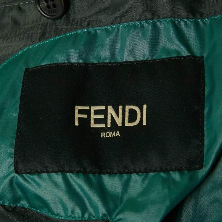 Pre Owned Fendi Green Nylon Zip-Up Puffer Jacket XXXL