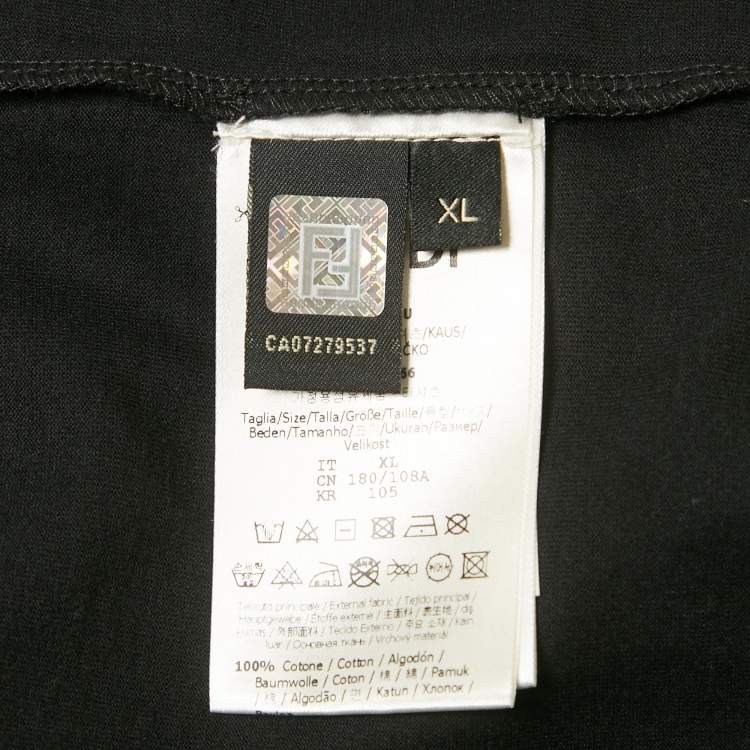 Pre Owned Fendi Black FF Applique Jersey T-Shirt XL
