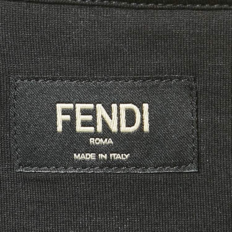 Pre Owned Fendi Black FF Applique Jersey T-Shirt XL