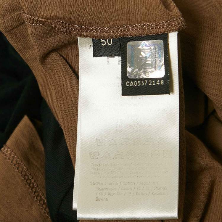 Pre Owned Fendi Black FF Sleeve Applique Jersey Layered T-Shirt L