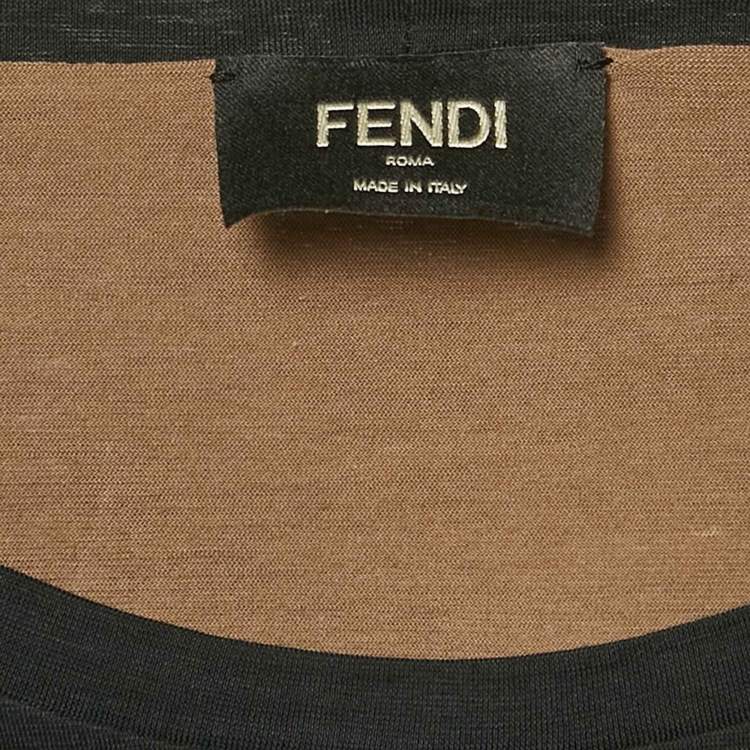 Pre Owned Fendi Black FF Sleeve Applique Jersey Layered T-Shirt L