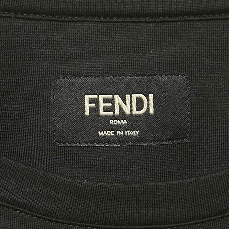 Pre Owned Fendi Black Monster Eyes Embroidered Jersey T-Shirt XL