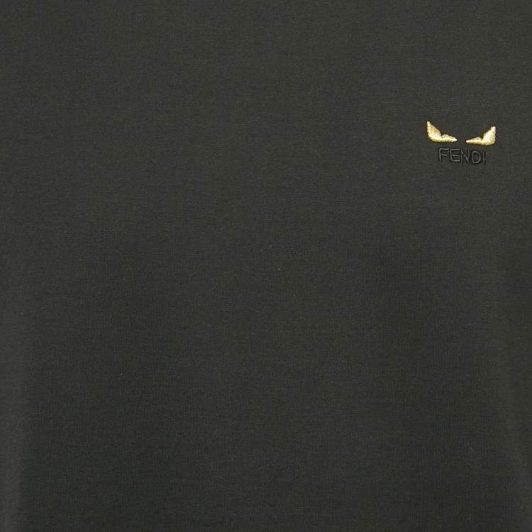 Pre Owned Fendi Black Monster Eyes Embroidered Jersey T-Shirt XL